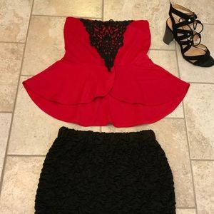 Red Strapless Top